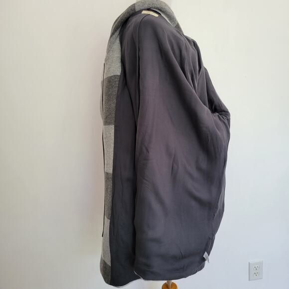 Marine Layer Stephanie Cocoon Coat Gray Buffalo Check Recycled Women XL - Picture 12 of 15